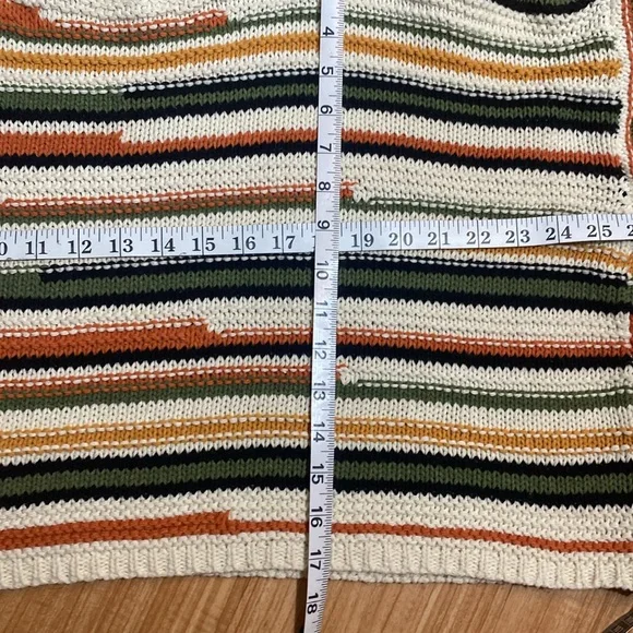 Favlux Neutral Striped Knit Oversized Cropped 3/4 Sleeve Sweater Size Small - Picture 10 of 10